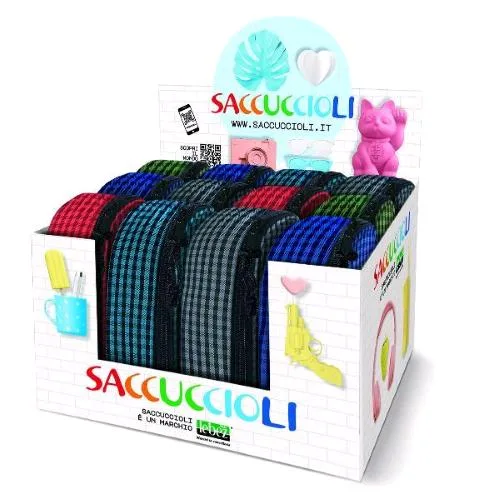 Lebez Basic Squares Saccucciolo Astuccio con Cerniera 23X6X10 cm Colori Assortiti Conf 12 Pz.