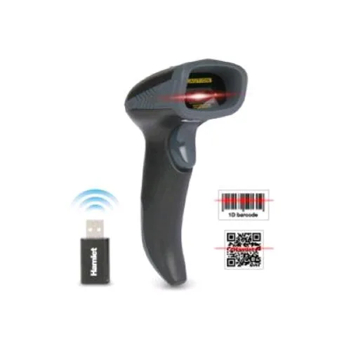 Hamlet Hbcs-2D110W Barcode Scanner Professionale 2D Wireless 2.4GHz e Bluetooth per Codici QR e Lineari Black Grey
