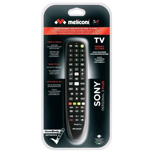 Meliconi Telecomando Gumbody Personal 3+ Telecomando per TV Sony Preprogrammato Corpo in Gomma Antishock