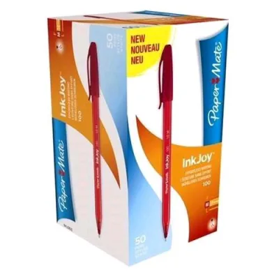 Papermate Inkjoy 100 Penna a Sfera Rosso Punta Conica 1mm Conf 50 Pz.
