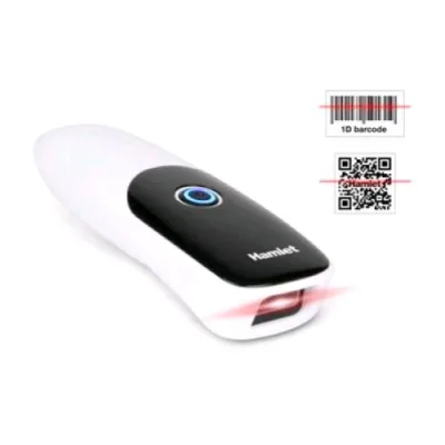 Hamlet Hbcs-2DUWB Barcode Scanner Portatile 2D Wireless 2.4GHz Bluetooth + USB per Codici QR e Lineari Bianco Nero