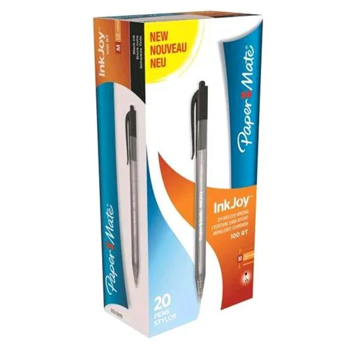 Papermate Inkjoy 100 RT Penna a Sfera a Scatto Nero Punta Conica 1mm Conf 20 Pz.