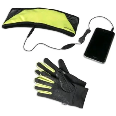 Celly Kit Sport Guanti Touch Screen + Fascia Sportiva con Auricolari Giallo/Nero