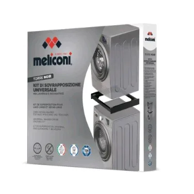 Meliconi Torre Noir Kit Giunzione Colonna Bucato Universale in Plastica con Cinghia di Sicurezza Nero