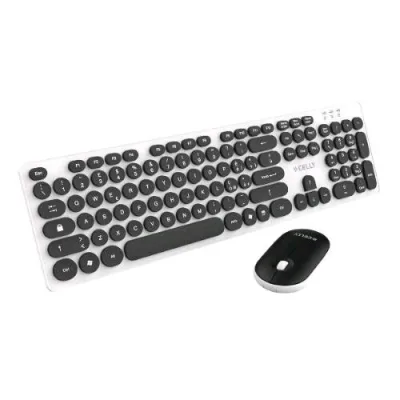 Celly Kit Tastiera Full Size Wireless Tasti Silenziosi Layout Italiano + Mouse Ottico Bianco Nero