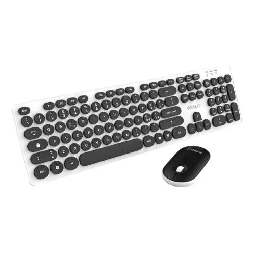 Celly Kit Tastiera Full Size Wireless Tasti Silenziosi Layout Italiano + Mouse Ottico Bianco Nero