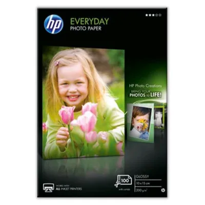 HP CR757A Risma 100 Fogli Carta Fotografica Formato 10X15 cm 200 g/M2 Colore Bianco Finitura Lucida