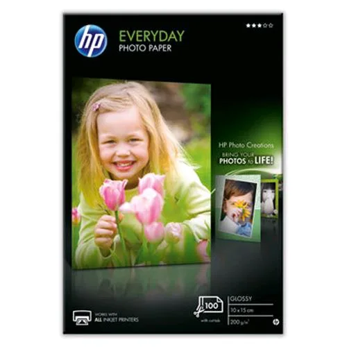 HP CR757A Risma 100 Fogli Carta Fotografica Formato 10X15 cm 200 g/M2 Colore Bianco Finitura Lucida