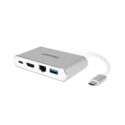 Hamlet Hdkc-PD100 Docking Station USB-C Power Delivery 60W HDMI LAN Giga+ Porta USB 3.0 Usc Type-C Silver