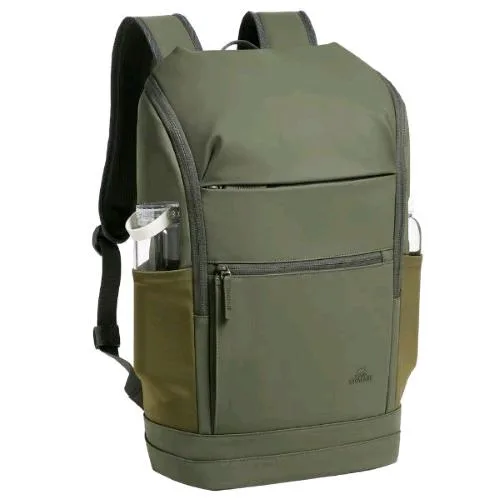 Rivacase Eden Eco Zaino per Notebook da 15.6" in Poliestere Riciclato 8 Scomparti 2 Tasche Anteriore Verde Oliva