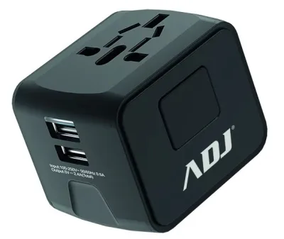 ADATTATORE UNIVERSALE TRAVEL BK US/EU/AUS/UK PLUGS 2*USB PORTS