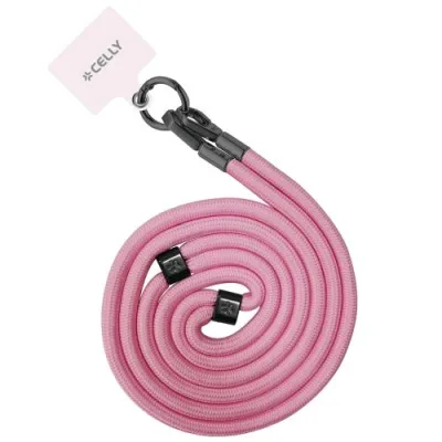 Celly Laccio da Collo Universale Adatto a Tutti gli Smartphone Ganci in Metallo Removibili 1.2 m Rosa