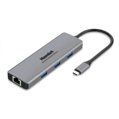 Hamlet Hdkc-PD200U Docking Station USB-C Power Delivery 85W 4XUSB 3.0 1XUSB-C 1XHDMI LAN 10/100/1000 Mbps Uscita Audiojack 3,5 mm Grey