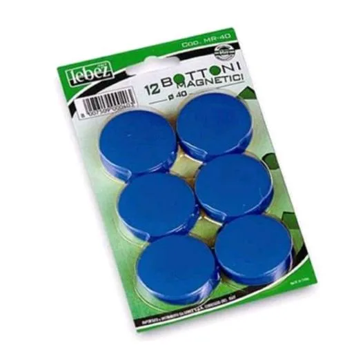 Lebez Bottoni Magnetici in Plastica da 40 mm Blu Conf 12 Pz.