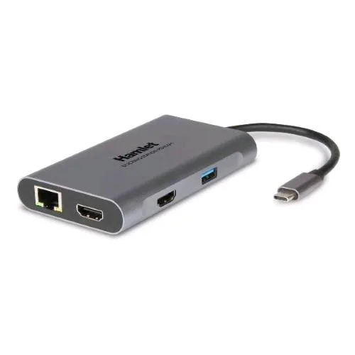 Hamlet Hdkc-PD400H Docking Station USB-C PD 85W + 3 USB + 2 HDMI + LAN