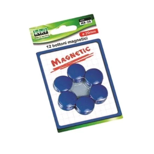 Lebez Bottoni Magnetici in Plastica Diametro 20 mm Blu Conf 12 Pz.