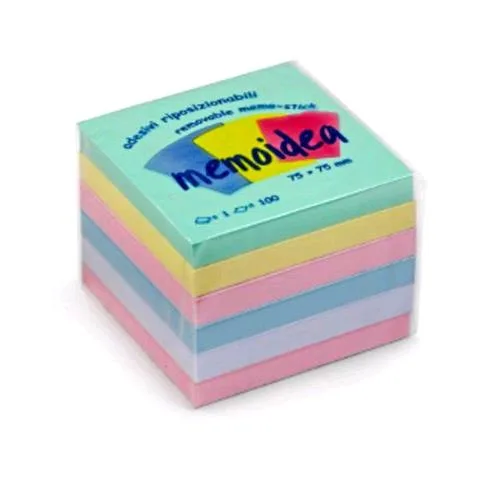 Memoidea Post It Blocchi 76X76 mm 100 Fogli Colori Pastello Assortiti Conf 6 Pz.