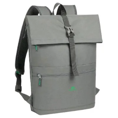 Rivacase Gremio Rolltop Eco Zaino per Notebook da 15.6" in Poliestere Riciclato 5 Scomparti Tascha Anteriore Grigio