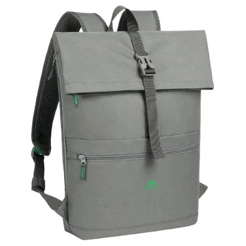 Rivacase Gremio Rolltop Eco Zaino per Notebook da 15.6" in Poliestere Riciclato 5 Scomparti Tascha Anteriore Grigio