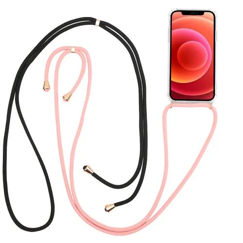 Celly Apple iPHONE 12 Pro Max Cover Tpu con 2 Lacci da Collo Regolabili Multicolore Trasparente