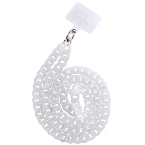 Celly Lacet Catena da Collo Effetto Marmo Compatibile con Tutti gli Smartphone Evita Cadute Legandolo al Collo Marble White