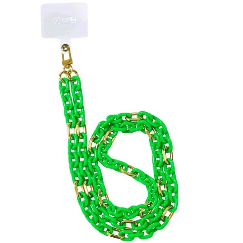 Celly Lacet Chain Catena da Collo Compatibile con Tutti gli Smartphone Evita Cadute Legandolo al Collo Verde