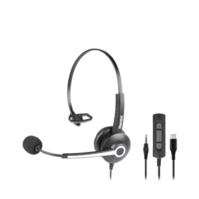 Hamlet Hheadm-CJM Cuffia Professionale Monoaurale con Microfono USB-C Jack 3,5 mm Telecomando Black
