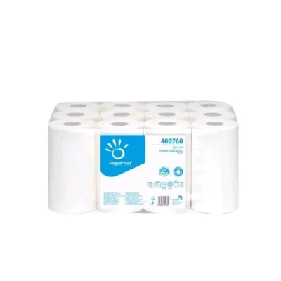 Papernet Asciugamani Ad Estrazione Centrale in Pura Cellulosa 2 Veli Rotolo da 76,70 m 210 Strappi 20.90X36.50 cm Bianco Conf 12 Pz.
