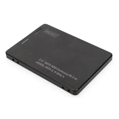 Digitus da-71118 Box Esterno per HDD/SSD da 2.5" SSD M.2 o Msata - Modulo M.2 Tipo 2280, 2260, 2242, 2230 - Msata Fullsize - SATA III - 6 Gbit/S - 520 MB/S Velocità di Lettura - Nero