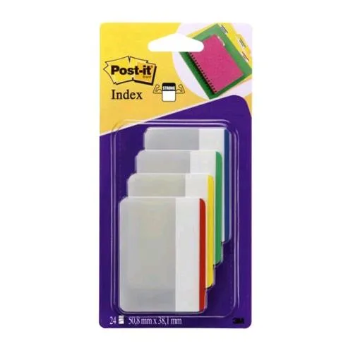 3M Post-It Index Strong 686-A Segnapagina Rigido per Cassettiera 50.8MMX38.1MM Colori Assortiti Conf. 24 Pz.