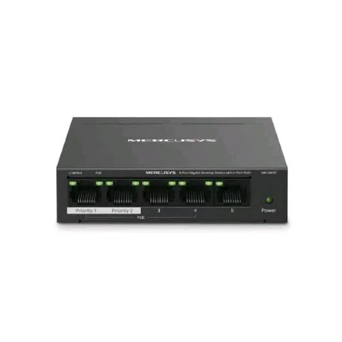Mercusys MS105GP Switch 5 Porte Gigabit (10/100/1000) di Cui 4 POE (POE 65 W)