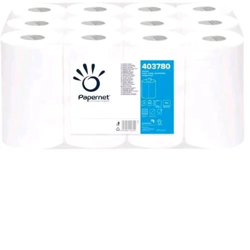 Papernet Asciugamani in Pura Cellulosa 2 Veli Rotolo da 60 m Bianco Conf 12 Pz.