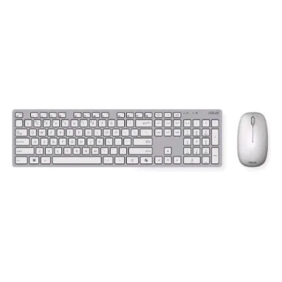 ASUS W5000 Kit Tastiera Wireless Ultrasilent 13 Tasti Dedicati Tasto Copilot Layou It + Ottico Wireless 16.000 DPI Argento Bianco