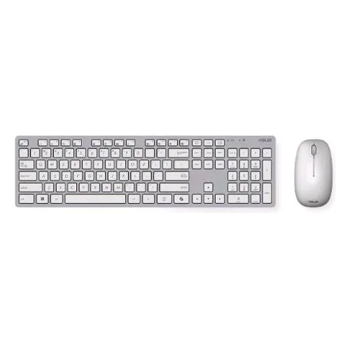 ASUS W5000 Kit Tastiera Wireless Ultrasilent 13 Tasti Dedicati Tasto Copilot Layou It + Ottico Wireless 16.000 DPI Argento Bianco