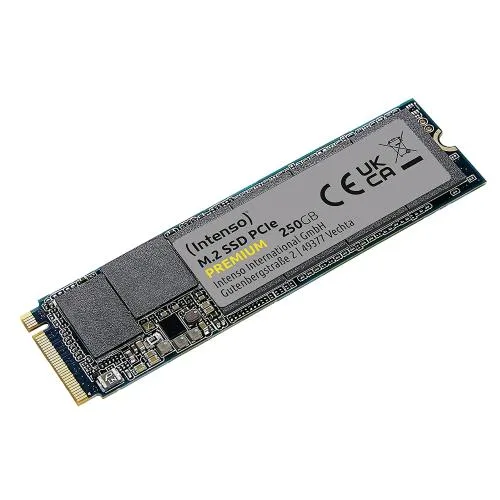 Intenso SSD Interno 250GB M2 Premium NVMe Pcie 1.3 Gen 3X4 Lettura Sequenziale fino a 2100 MB/S Scrittura Sequenziale fino a 1100 MB/S