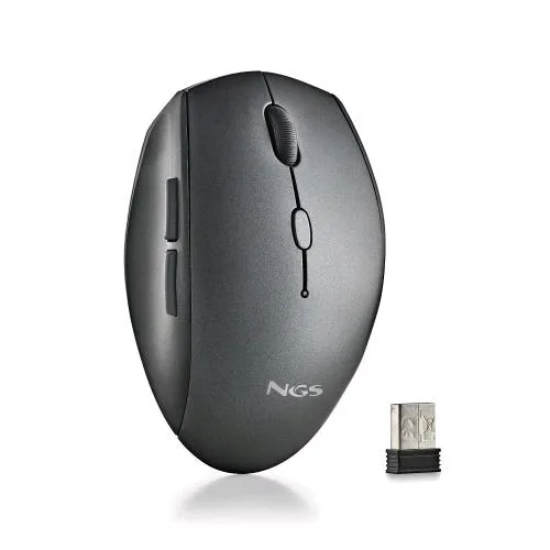 NGS Bee Mouse Ottico RF Wireless Mano Destra 5 Tasti 1600 DPI Regolabili Silenzioso Nero