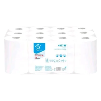 Papernet Asciugamani in Pura Cellulosa 2 Veli Rotolo da 68.99 m 189 Strappi 21.5X36.5 cm Bianco Conf 12 Pz.