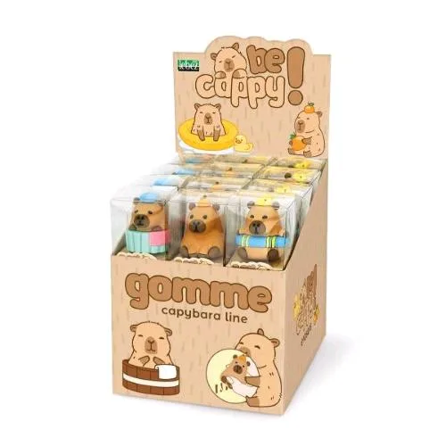 Lebez Capibara Espositore Gomma Tridimensionale in 3 Soggetti Assortiti Conf 24 Pz.