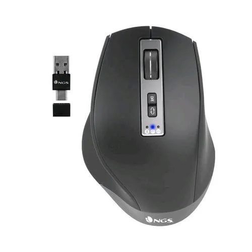 NGS Blur-RB Mouse Laser Wireless Multidispositivo Ricaricabile Bluetooth RF 2.4GHz USB-A + USB-C 6 Tasti 3.200 DPI Regolabili