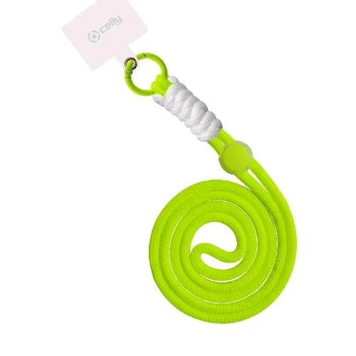 Celly Lacetnylylf Catena da Collo per Smartphone Summer Collection in Tessuto Yellow Fluo
