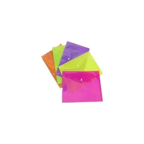 Lebez Cartelline a Busta A5 in PP con Bottone Col. Fluo Asortiti Conf 5 Pz.