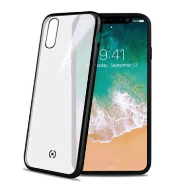 Celly Laser Matt Apple iPHONE x Cover in Morbido Tpu Trasparente con Bordi Colore Nero
