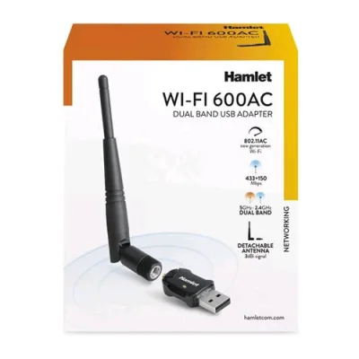 Hamlet HNW600ACU Adattatore di Rete Wireless Esterno 600Mbps Interfaccia USB 2.0 Colore Nero
