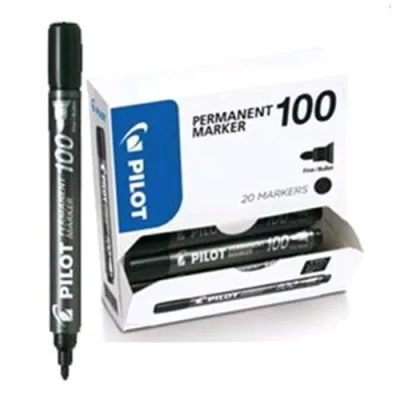 Pilot Permanent Marker Marcatore Permanente Nero Punta Tonda 1 mm Conf 20 Pz.