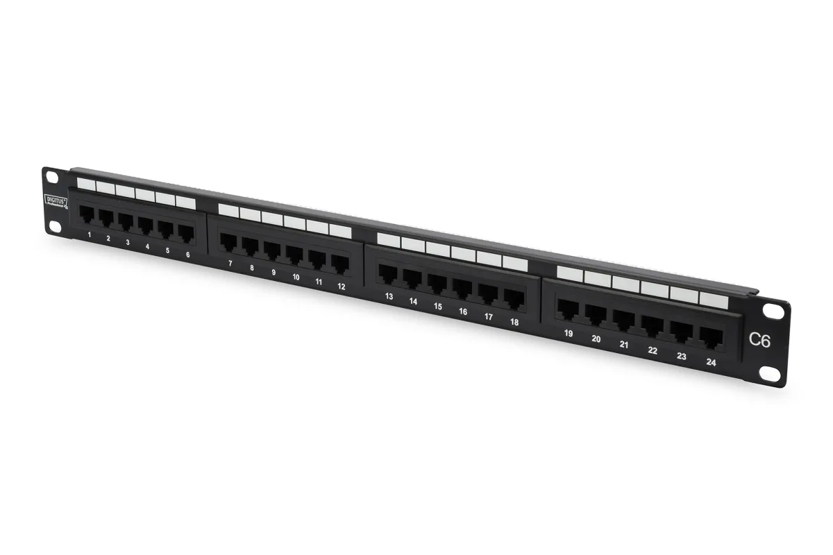 PATCH PANEL 24 PORTE NON SCHERMATO UTP CAT.6 8 POLI RACK 19