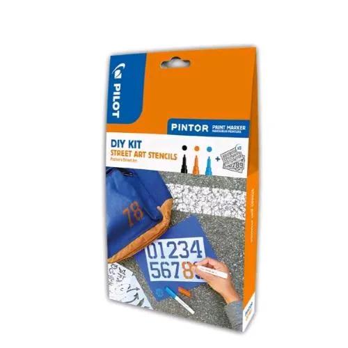 Pilot Pintor Diy Dit DY Street Art Setencil Kit Creativo con Pennarelli e Adesivi Colori Assortiti