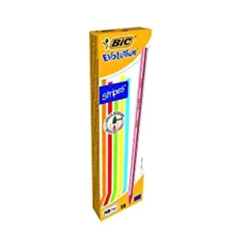 BIC Evolution Stripes Matite HB in Grafite - Fusto Rosso Conf. 12 pz