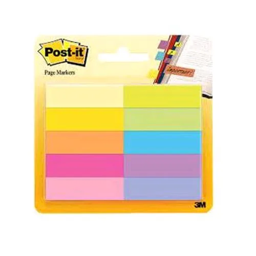 3M Post-It Segnapagina 12.7mm x 44mm 50 Fogli per 10 Colori Assortiti