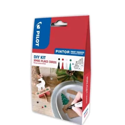 Pilot Pintor Diy Kit Xmas Place Kit Creativo con Pennarelli e Segnaposto di Natale Colori Assortiti