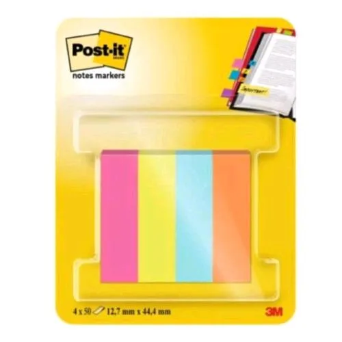 3M Post-It Segnapagine Removibili 50 Fogli 15X50 mm Colori Assortiti Conf 4 Pz.
